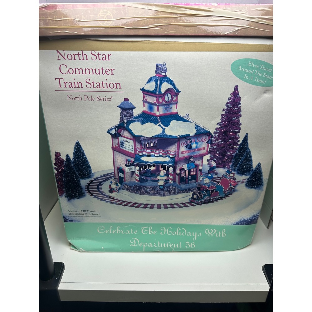 Department 56 North Pole Series North Star Commuter Train Station 56782 Set